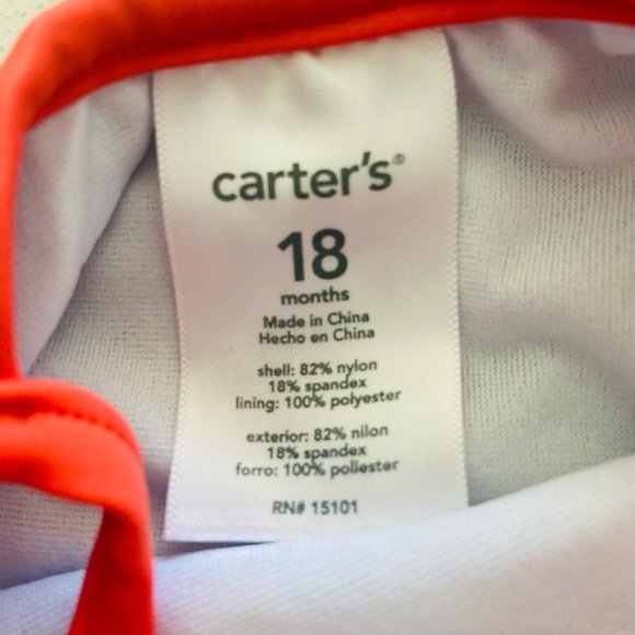 Carter’s Baby Girls Red & Blue Nautical Swimsuit Size 18 Months - Picture 7 of 8